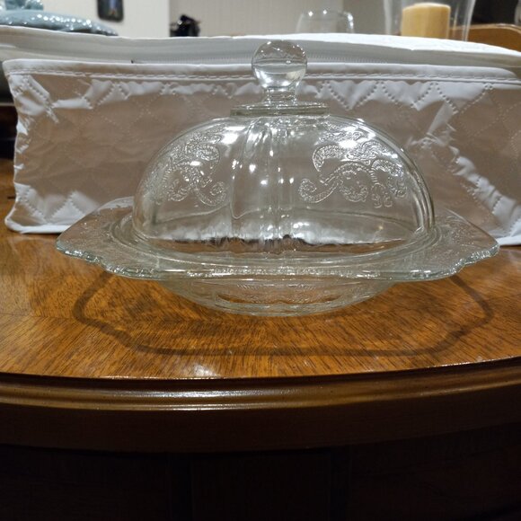 Vintage Federal Glass Indiana Glass Madrid Clear Domed Covered Butter Dish - Picture 6 of 13